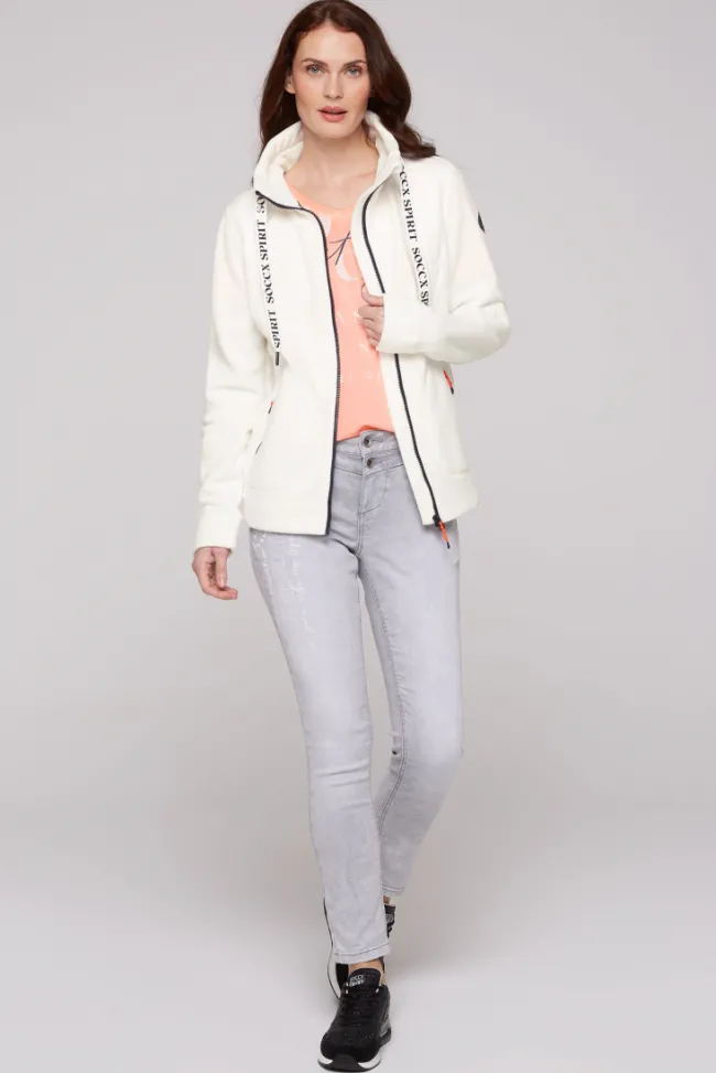Damen CAMP DAVID & SOCCX Fleecejacke mit tonigen Stepp-Details