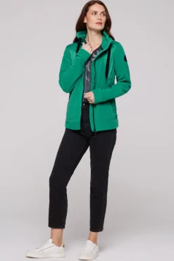 Damen CAMP DAVID & SOCCX Fleecejacke mit tonigen Stepp-Details bottle green