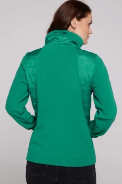 Damen CAMP DAVID & SOCCX Fleecejacke mit tonigen Stepp-Details bottle green