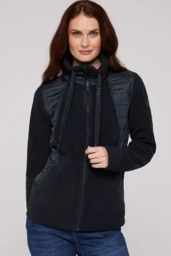 Damen CAMP DAVID & SOCCX Fleecejacke mit tonigen Stepp-Details blue navy