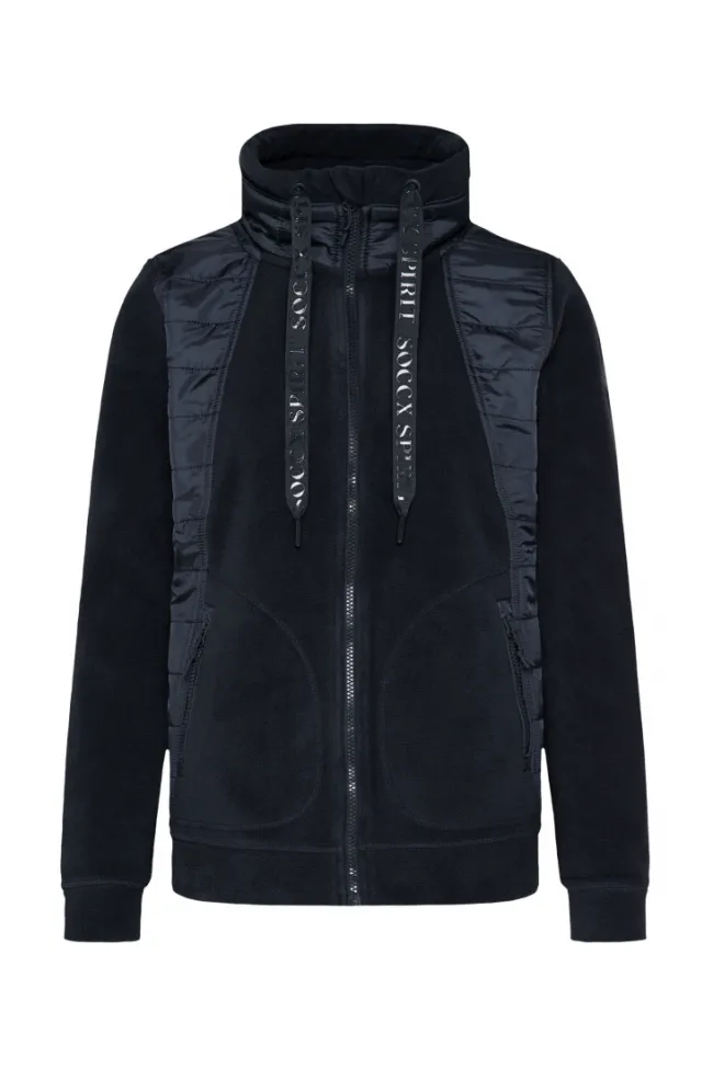 Damen CAMP DAVID & SOCCX Fleecejacke mit tonigen Stepp-Details blue navy