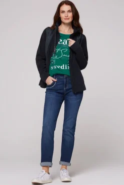 Damen CAMP DAVID & SOCCX Fleecejacke mit tonigen Stepp-Details blue navy