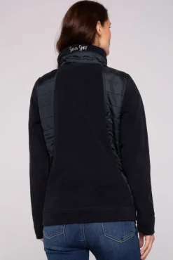 Damen CAMP DAVID & SOCCX Fleecejacke mit tonigen Stepp-Details blue navy