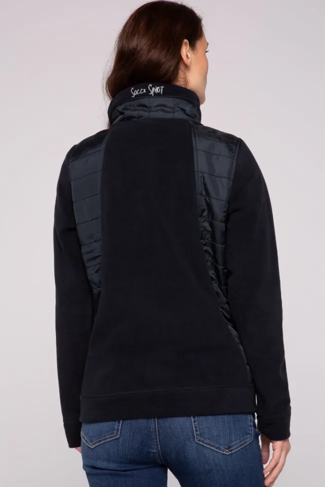 Damen CAMP DAVID & SOCCX Fleecejacke mit tonigen Stepp-Details blue navy