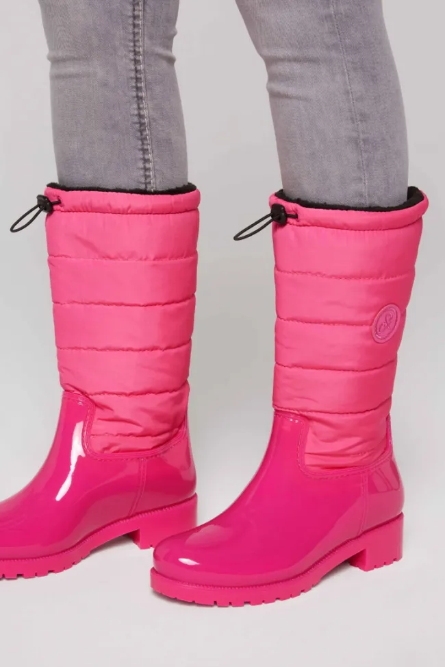 Damen CAMP DAVID & SOCCX Gefütteter Gummistiefel mit Steppschaft neon pink
