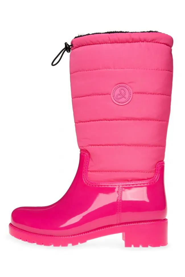 Damen CAMP DAVID & SOCCX Gefütteter Gummistiefel mit Steppschaft neon pink