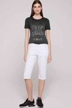 Damen CAMP DAVID & SOCCX Geripptes T-Shirt mit Artwork