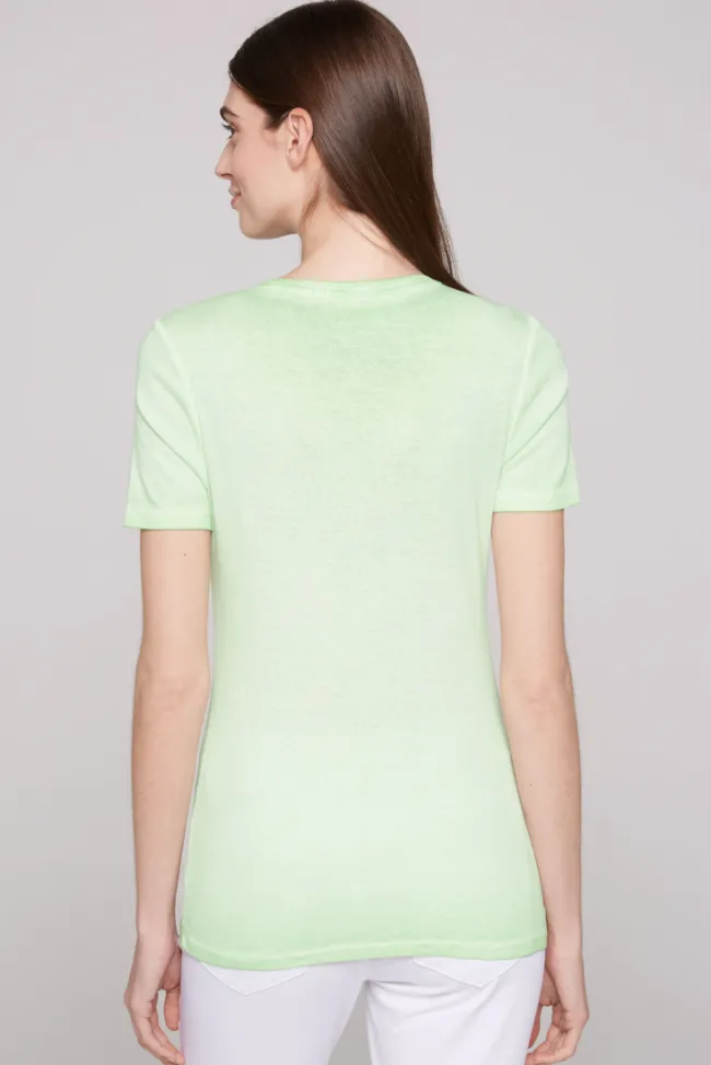 Damen CAMP DAVID & SOCCX Geripptes T-Shirt mit Artwork light green