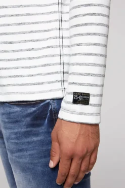 Herren CAMP DAVID & SOCCX Gestreiftes Henley-Shirt mit Artwork
