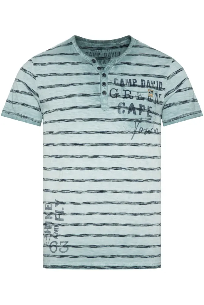 Herren CAMP DAVID & SOCCX Gestreiftes Henley-Shirt mit Brusttasche