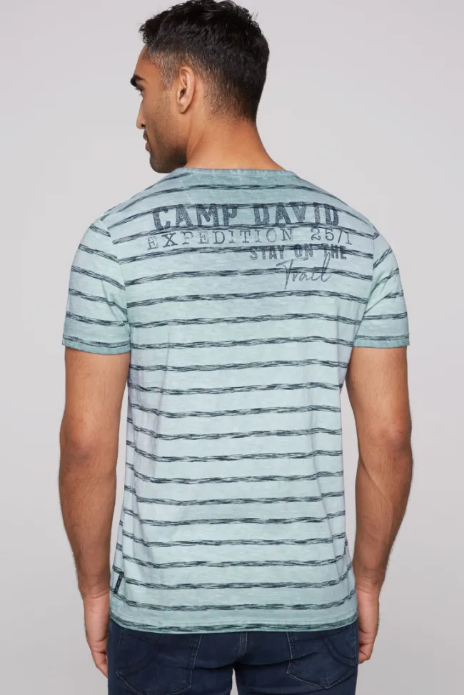 Herren CAMP DAVID & SOCCX Gestreiftes Henley-Shirt mit Brusttasche
