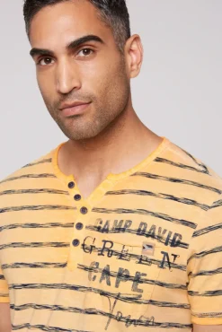 Herren CAMP DAVID & SOCCX Gestreiftes Henley-Shirt mit Brusttasche sunrise orange