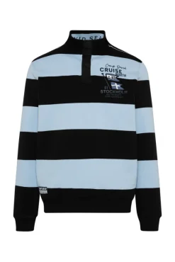 Herren CAMP DAVID & SOCCX Gestreiftes Troyer-Sweatshirt mit Artworks