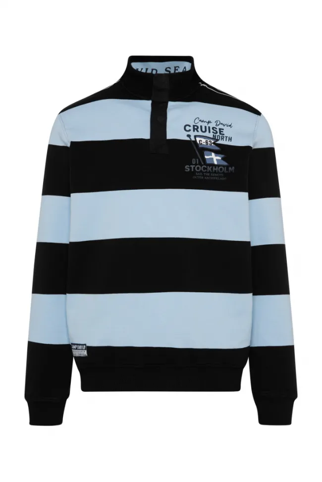 Herren CAMP DAVID & SOCCX Gestreiftes Troyer-Sweatshirt mit Artworks