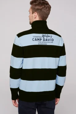 Herren CAMP DAVID & SOCCX Gestreiftes Troyer-Sweatshirt mit Artworks