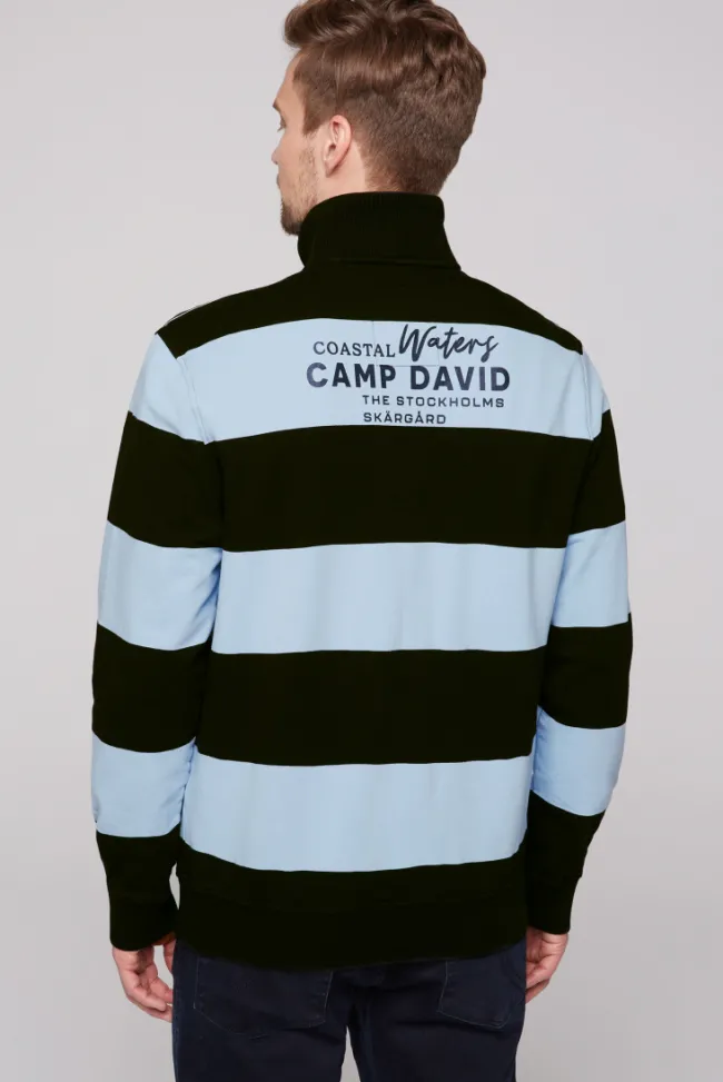 Herren CAMP DAVID & SOCCX Gestreiftes Troyer-Sweatshirt mit Artworks
