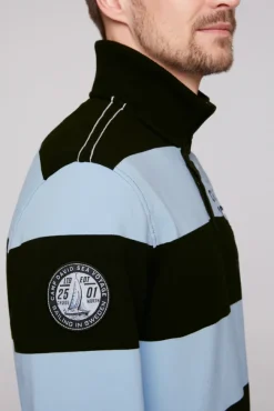 Herren CAMP DAVID & SOCCX Gestreiftes Troyer-Sweatshirt mit Artworks