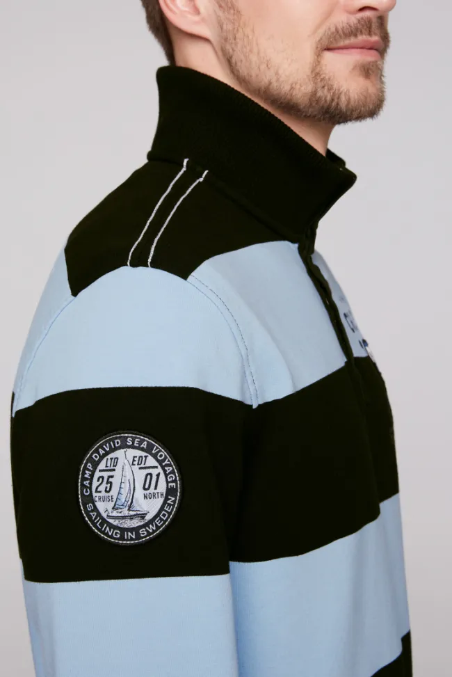 Herren CAMP DAVID & SOCCX Gestreiftes Troyer-Sweatshirt mit Artworks