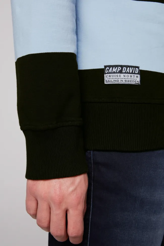 Herren CAMP DAVID & SOCCX Gestreiftes Troyer-Sweatshirt mit Artworks