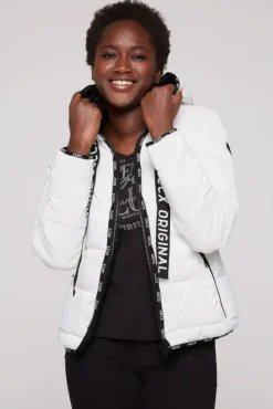 Damen CAMP DAVID & SOCCX Glänzende Steppjacke mit Samt-Optik