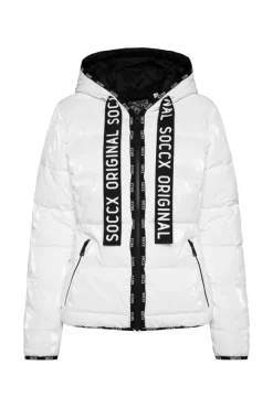 Damen CAMP DAVID & SOCCX Glänzende Steppjacke mit Samt-Optik