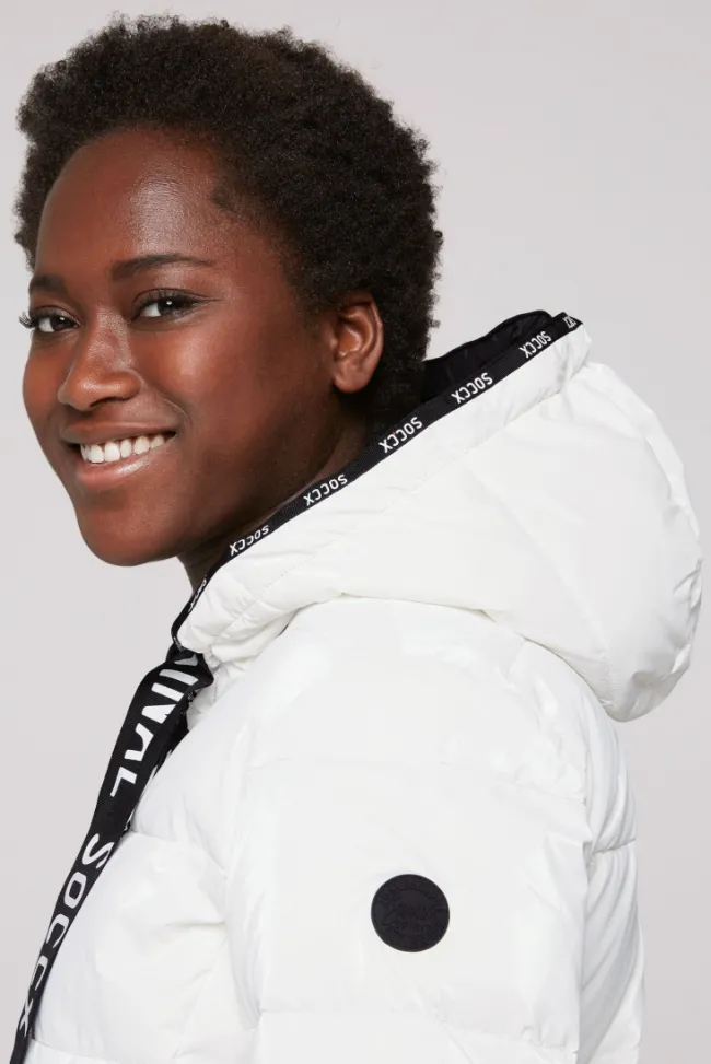 Damen CAMP DAVID & SOCCX Glänzende Steppjacke mit Samt-Optik