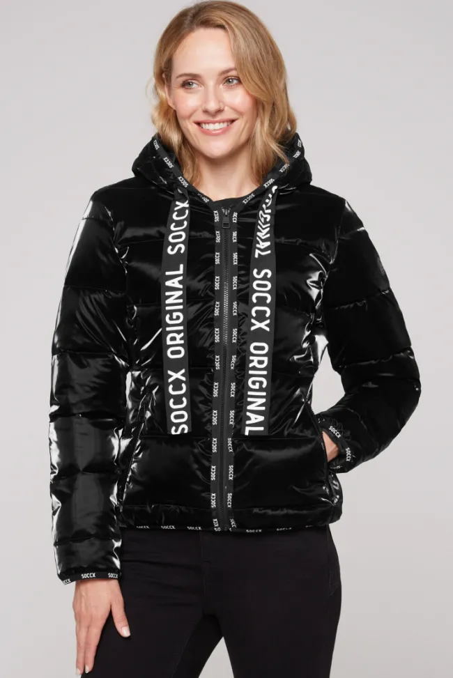 Damen CAMP DAVID & SOCCX Glänzende Steppjacke mit Samt-Optik