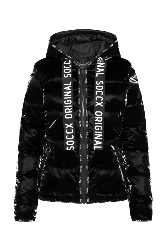 Damen CAMP DAVID & SOCCX Glänzende Steppjacke mit Samt-Optik