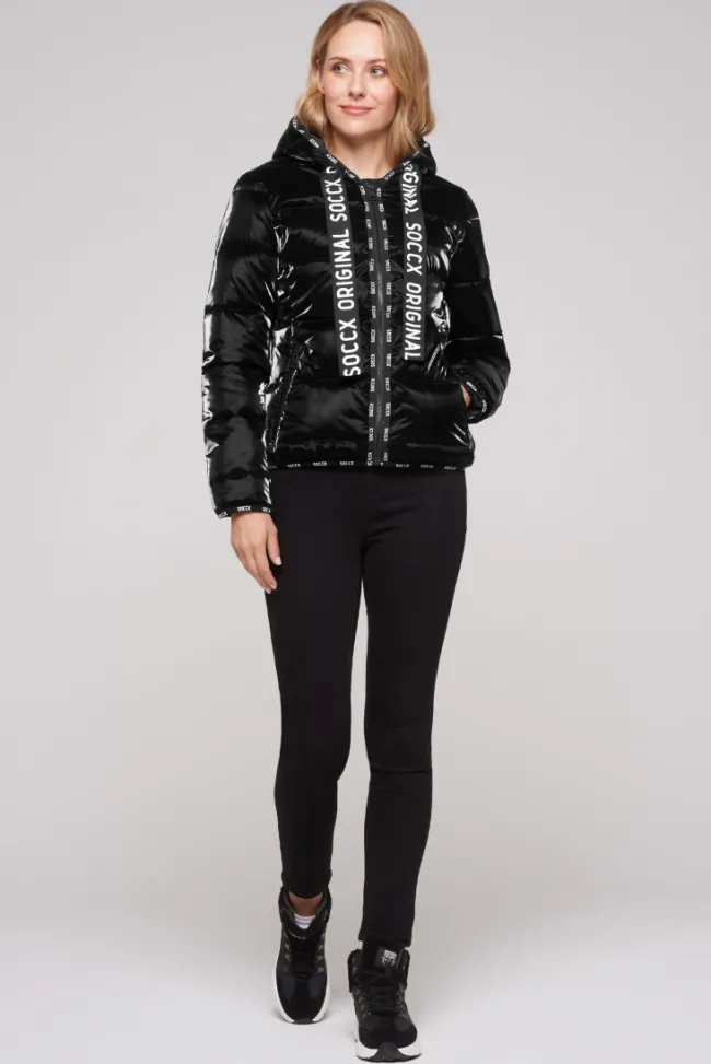 Damen CAMP DAVID & SOCCX Glänzende Steppjacke mit Samt-Optik