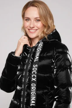 Damen CAMP DAVID & SOCCX Glänzende Steppjacke mit Samt-Optik