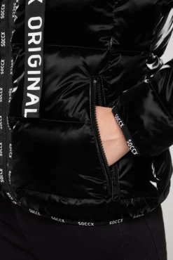 Damen CAMP DAVID & SOCCX Glänzende Steppjacke mit Samt-Optik