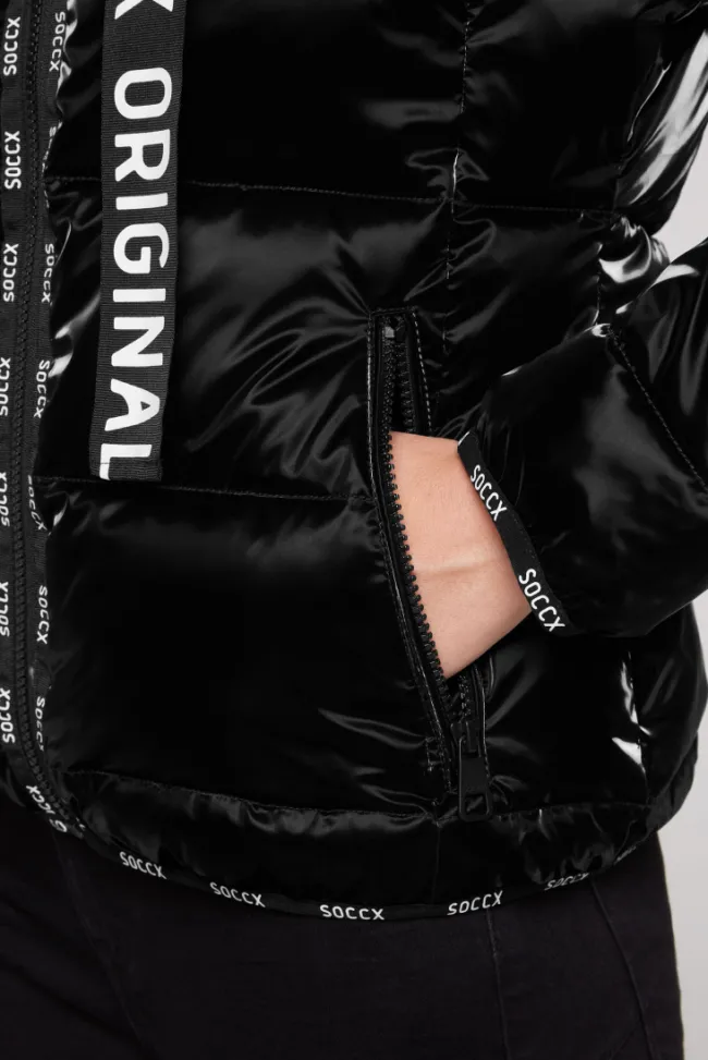 Damen CAMP DAVID & SOCCX Glänzende Steppjacke mit Samt-Optik