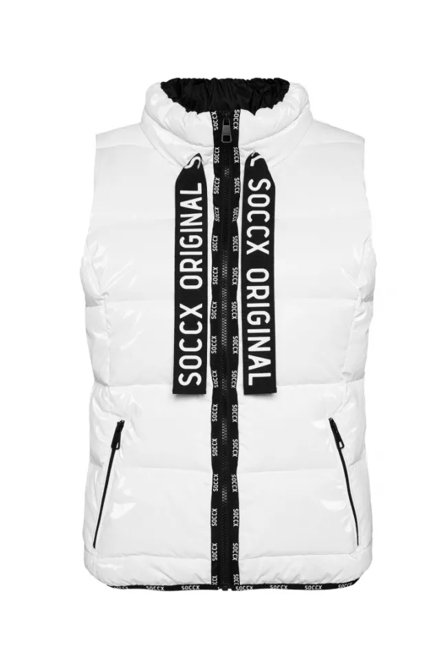 Damen CAMP DAVID & SOCCX Glänzende Steppweste mit Samt-Optik