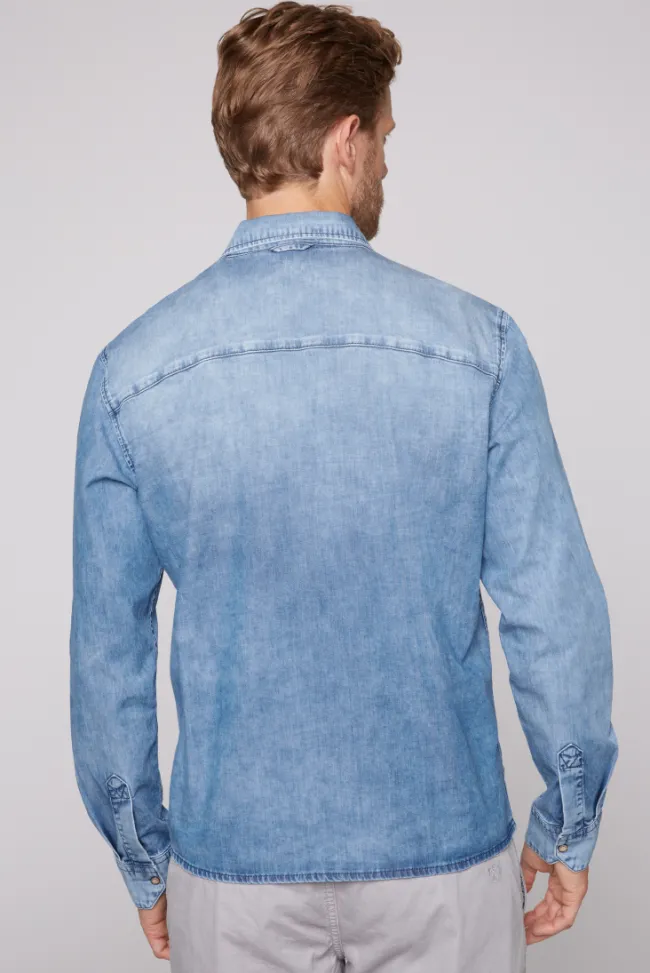 Herren CAMP DAVID & SOCCX Hemd aus Denim Regular Fit light blue bleached