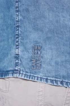 Herren CAMP DAVID & SOCCX Hemd aus Denim Regular Fit light blue bleached