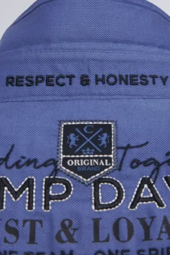 Herren CAMP DAVID & SOCCX Hemd mit Dobby-Struktur und Artworks denim blue | L