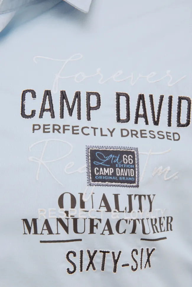 Herren CAMP DAVID & SOCCX Hemd mit Webstruktur und Artworks, Regular Fit light blue