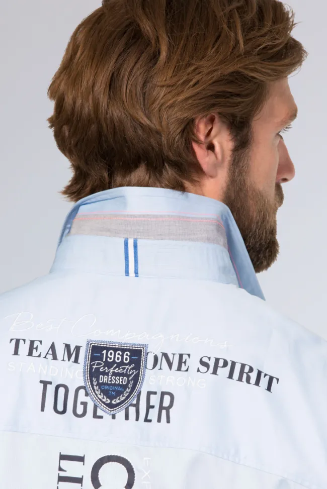 Herren CAMP DAVID & SOCCX Hemd mit Webstruktur und Artworks, Regular Fit light blue