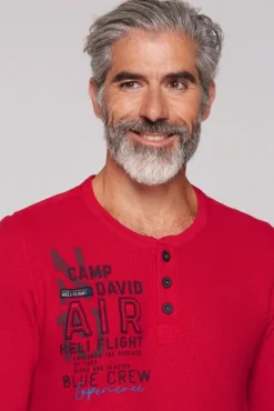Herren CAMP DAVID & SOCCX Henley-Pullover Stone Washed flight red