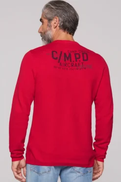 Herren CAMP DAVID & SOCCX Henley-Pullover Stone Washed flight red