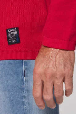 Herren CAMP DAVID & SOCCX Henley-Pullover Stone Washed flight red