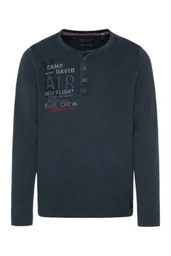 Herren CAMP DAVID & SOCCX Henley-Pullover Stone Washed blue navy