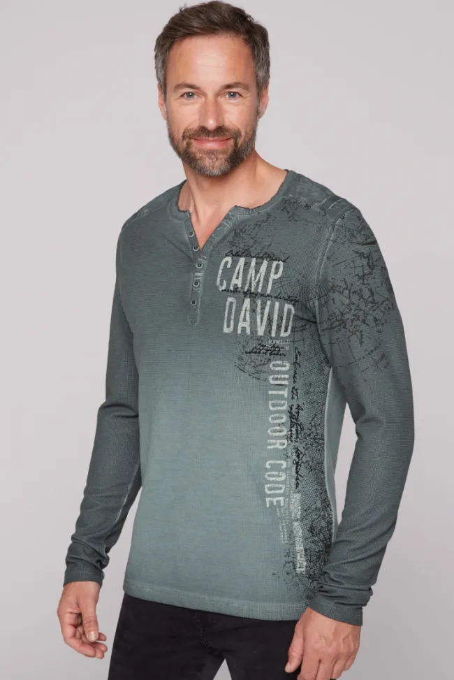 Herren CAMP DAVID & SOCCX Henley-Shirt aus Waffelpikee deep forest