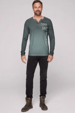 Herren CAMP DAVID & SOCCX Henley-Shirt aus Waffelpikee deep forest
