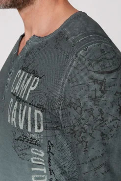 Herren CAMP DAVID & SOCCX Henley-Shirt aus Waffelpikee deep forest