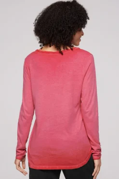 Damen CAMP DAVID & SOCCX Henley-Shirt mit Wording Glitter Print pinky red