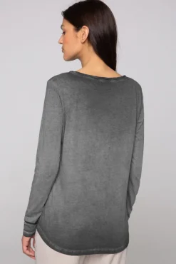 Damen CAMP DAVID & SOCCX Henley-Shirt mit Wording Glitter Print