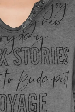 Damen CAMP DAVID & SOCCX Henley-Shirt mit Wording Glitter Print