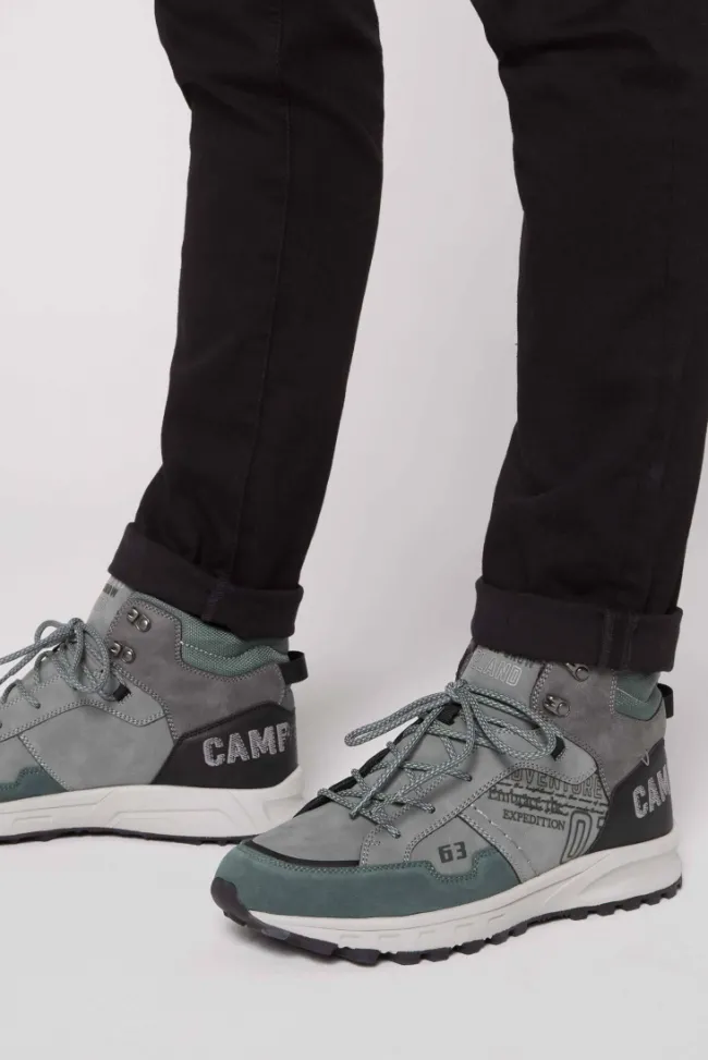 Herren CAMP DAVID & SOCCX High Top Hiking Sneaker mit Logo Artworks deep forest