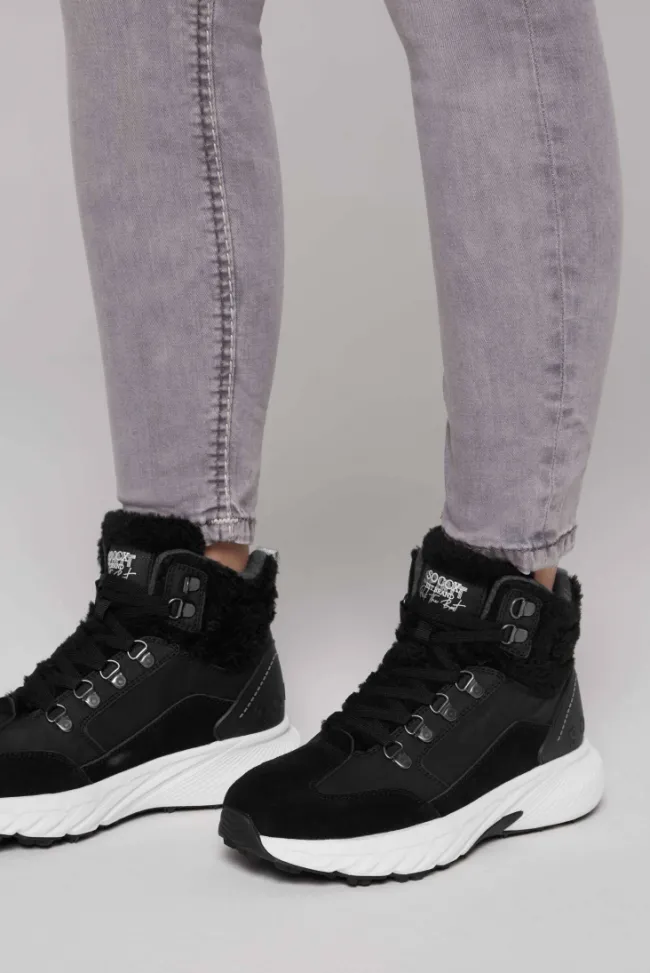 Damen CAMP DAVID & SOCCX High Top Sneaker mit Kunstfell-Details